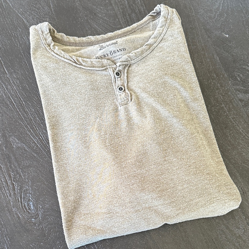 Lucky Brand Heather Gray Short Sleeve Henley